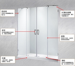 朗斯淋浴房利玛P42定制淋浴房整体钢化玻璃屏风隔断一字型