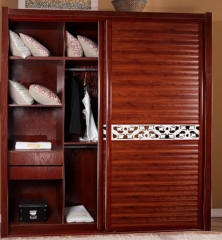 巴比斯简约现代推拉门实木板式衣柜移门2门简易组装组合